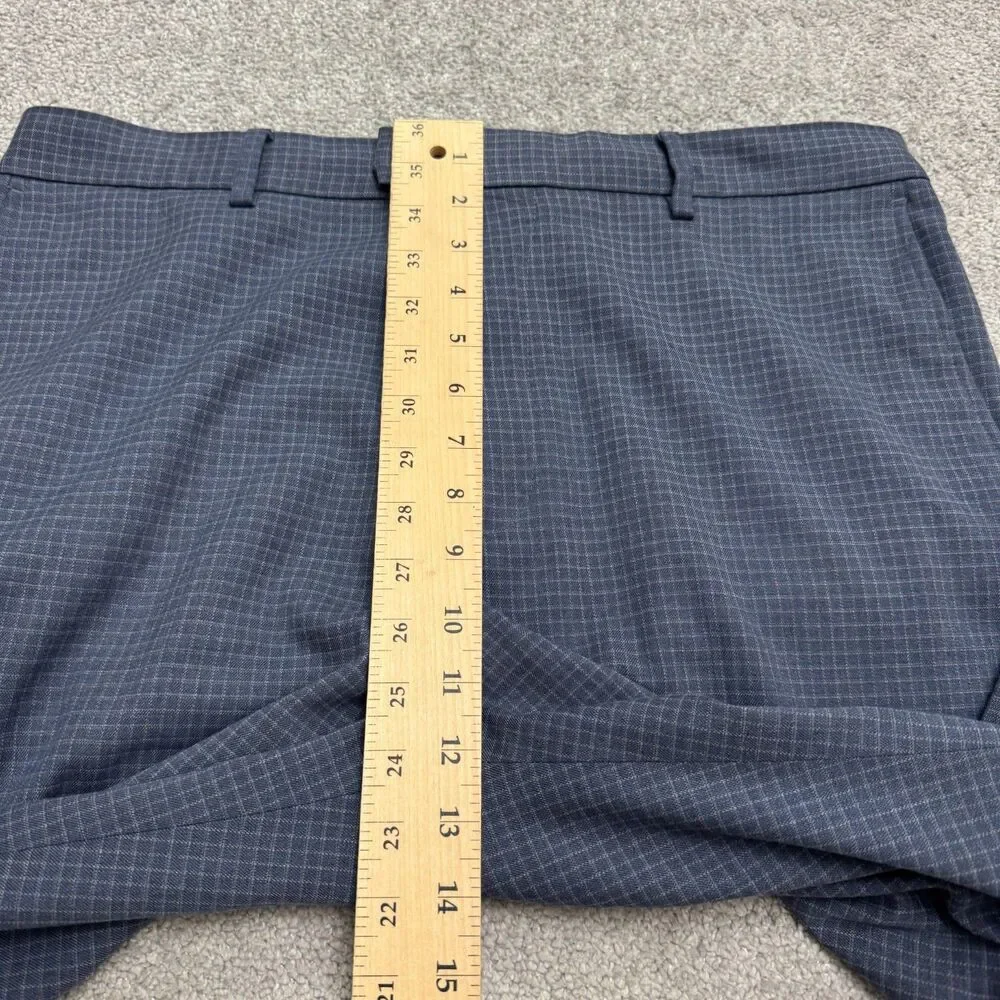 Banana Republic Slim Fit Dress Pants Mens 36x34 Blue Grid Check Stretch Trouser